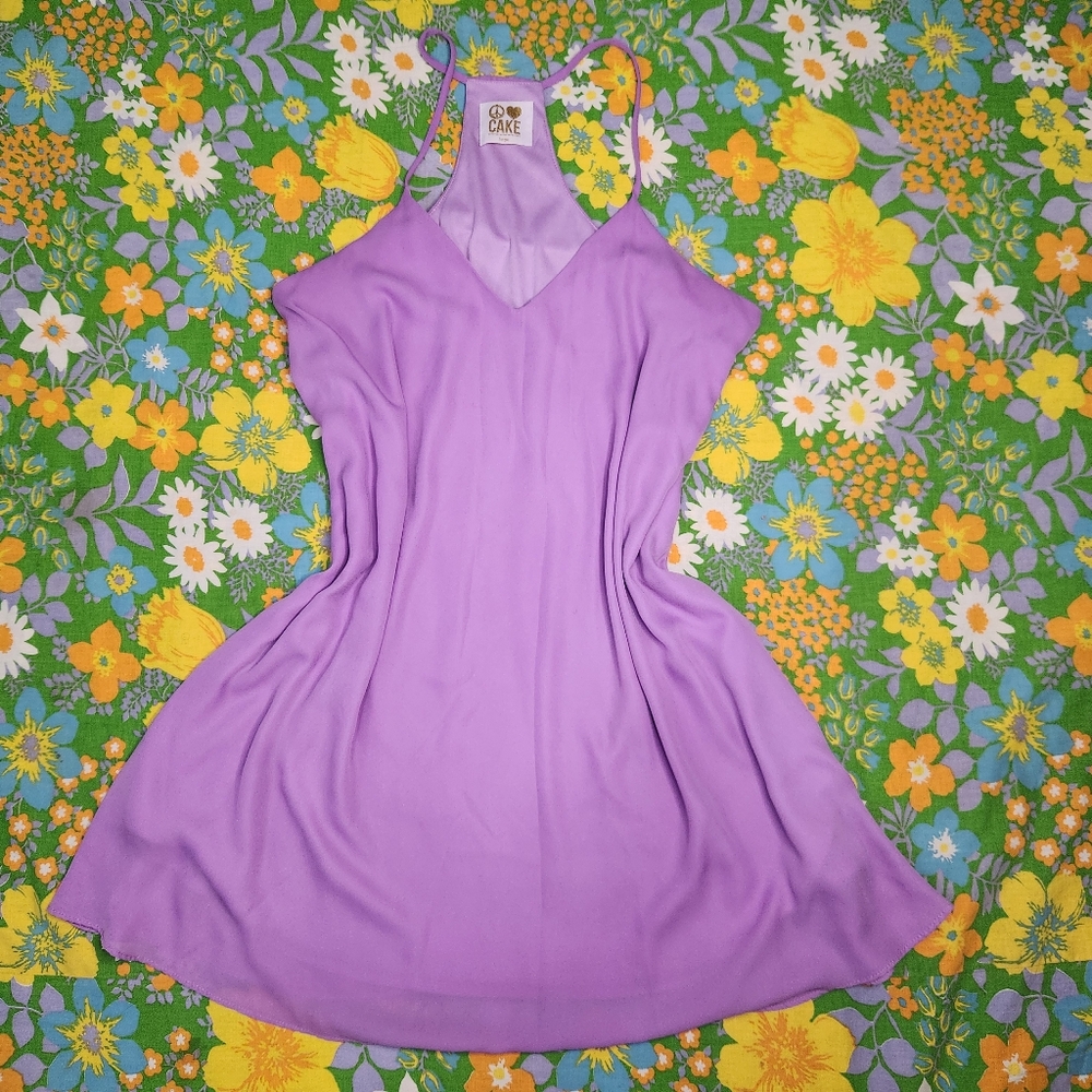Peace Love Cake Lavender Spaghetti Strap Shift Dress